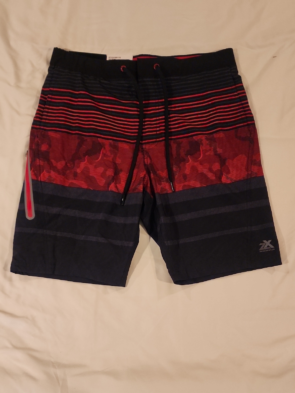 ZeroXposur Men’s Red and Black Swim Shorts. Size Small